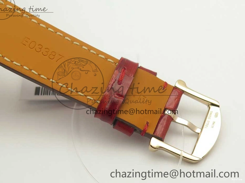 MIROTIME 0319 Portofino IW458101 RG MK 1:1 Best Edition Silver Dial On Red Leather Strap MIYOTA FashionForward 7162